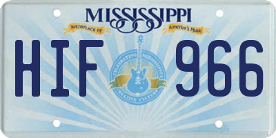 MS license plate HIF966