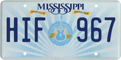 MS license plate HIF967