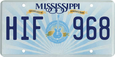 MS license plate HIF968