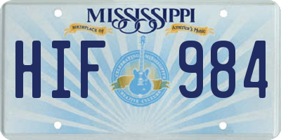 MS license plate HIF984