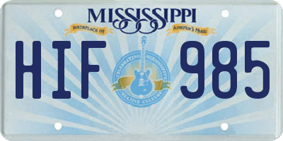 MS license plate HIF985