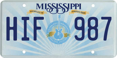 MS license plate HIF987