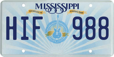 MS license plate HIF988