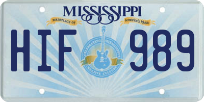 MS license plate HIF989