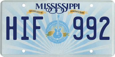 MS license plate HIF992