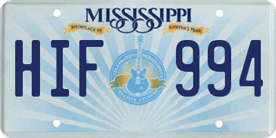 MS license plate HIF994