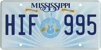 MS license plate HIF995