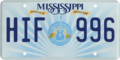 MS license plate HIF996