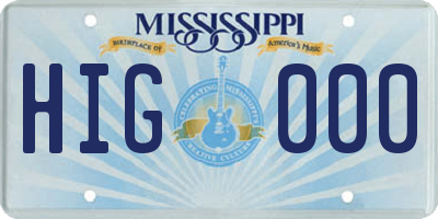 MS license plate HIG000