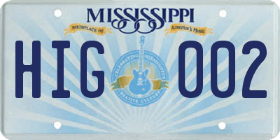 MS license plate HIG002
