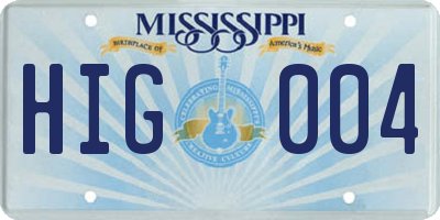 MS license plate HIG004