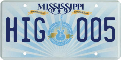 MS license plate HIG005