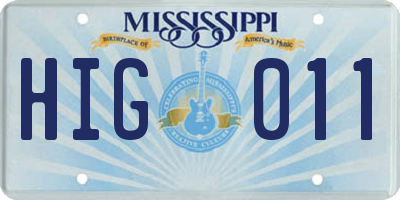 MS license plate HIG011