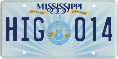 MS license plate HIG014