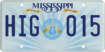 MS license plate HIG015
