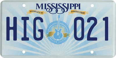MS license plate HIG021