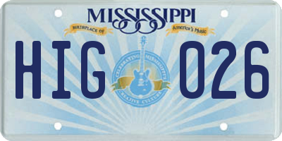 MS license plate HIG026