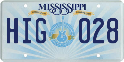 MS license plate HIG028