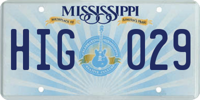 MS license plate HIG029