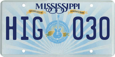 MS license plate HIG030