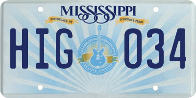 MS license plate HIG034