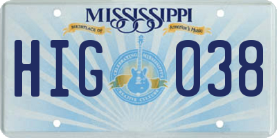 MS license plate HIG038