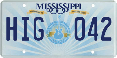 MS license plate HIG042