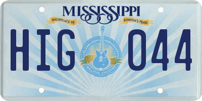 MS license plate HIG044