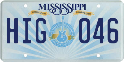 MS license plate HIG046