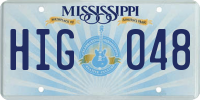 MS license plate HIG048