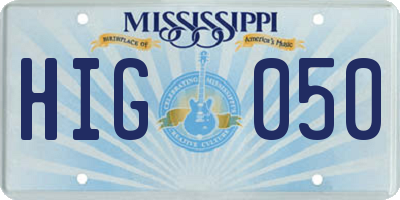 MS license plate HIG050