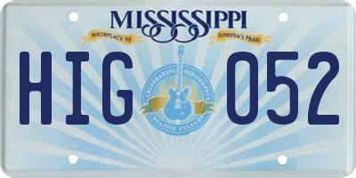 MS license plate HIG052