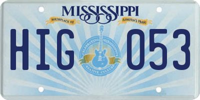 MS license plate HIG053