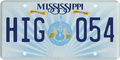 MS license plate HIG054