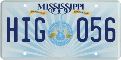 MS license plate HIG056
