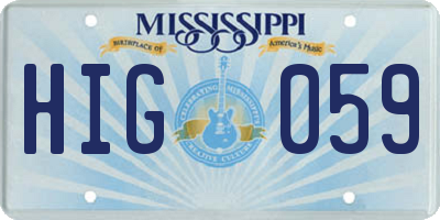 MS license plate HIG059