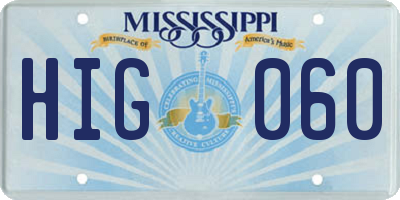 MS license plate HIG060