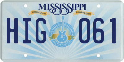 MS license plate HIG061