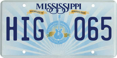 MS license plate HIG065