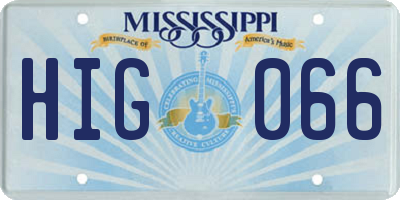 MS license plate HIG066