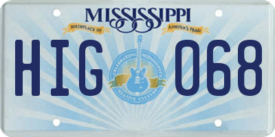 MS license plate HIG068