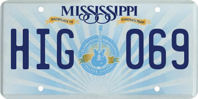 MS license plate HIG069