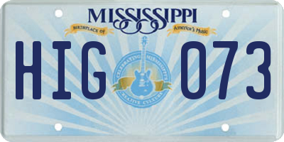 MS license plate HIG073