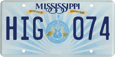 MS license plate HIG074