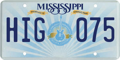 MS license plate HIG075