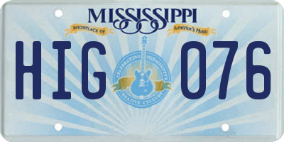 MS license plate HIG076