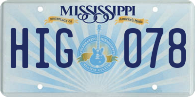 MS license plate HIG078