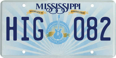 MS license plate HIG082