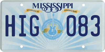 MS license plate HIG083