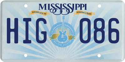 MS license plate HIG086
